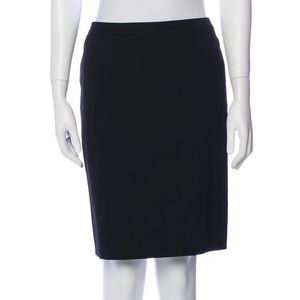 Agnes B. Wool pencil Skirt in black solid back slit workwear Made in France
